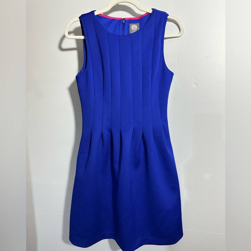 Vince Camuto Women’s 6 Pleated Fit Flare Royal Blue Pockets‎ Dress | SKU 0493